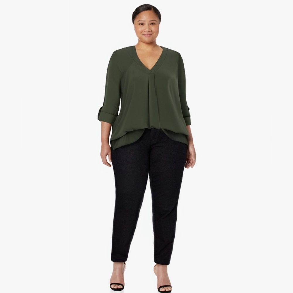 NWT- Youtalia Womens Blouses Dressy Casual 3/4 Sleeve Chiffon V Neck Shirt, XL